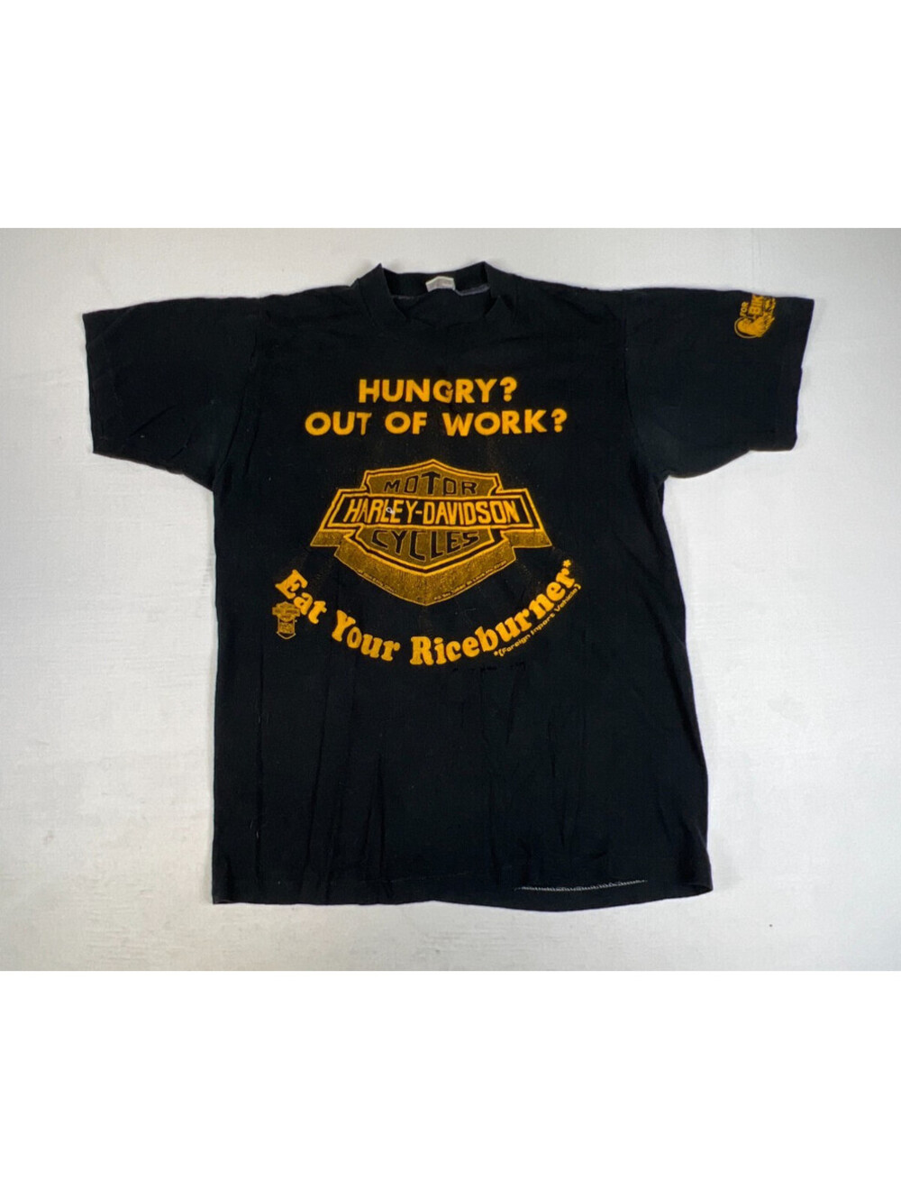 Vintage Harley-Davidson Men M T-Shirt Blk Hal's Milwaukee WI Eat Your Riceburner
